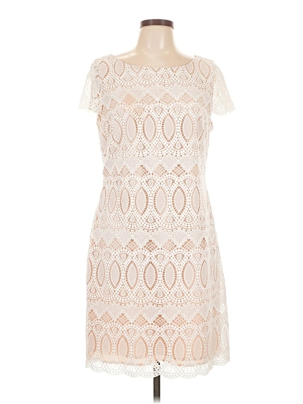 Eliza J Ivory Lace Overlay Shift Dress